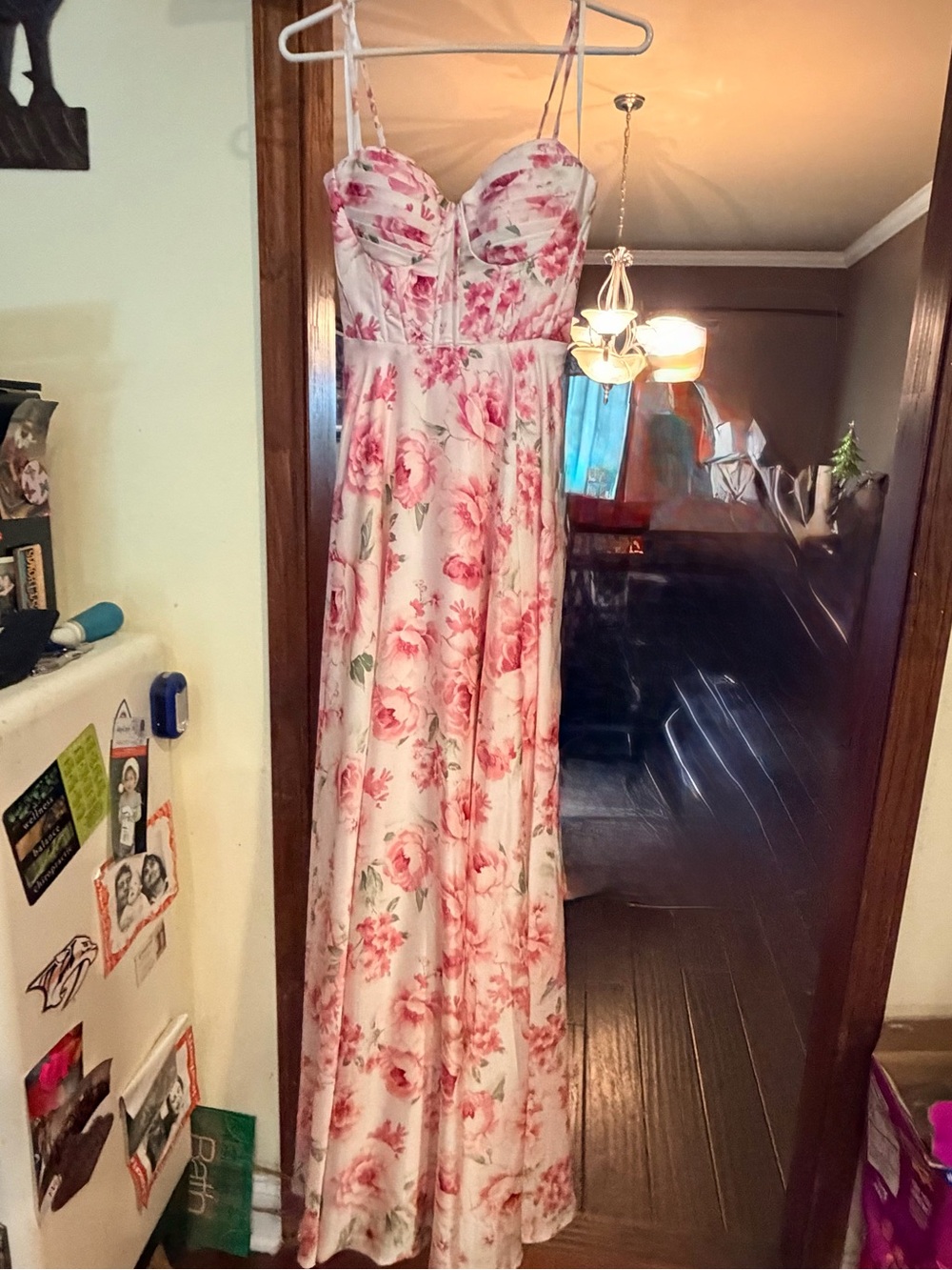 B Darlin Pink and White Floral Spaghetti-Strap Dress